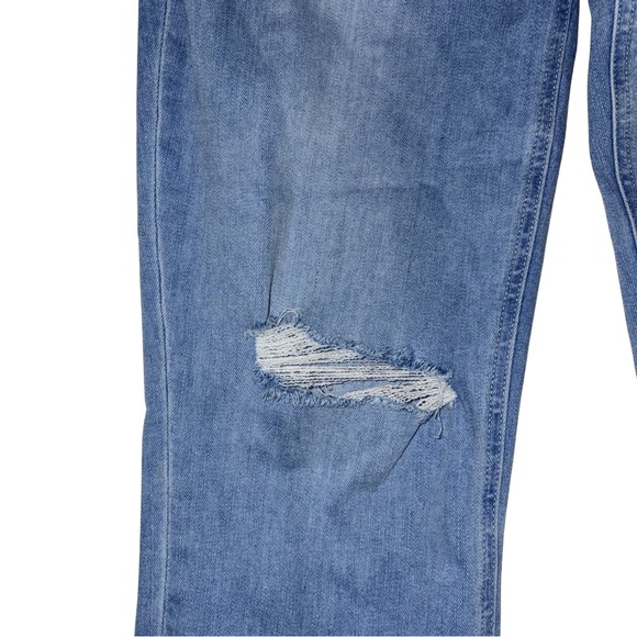 PAIGE Light Blue Straight Leg Jeans with Subtle Knee Distress - Picture 7 of 7